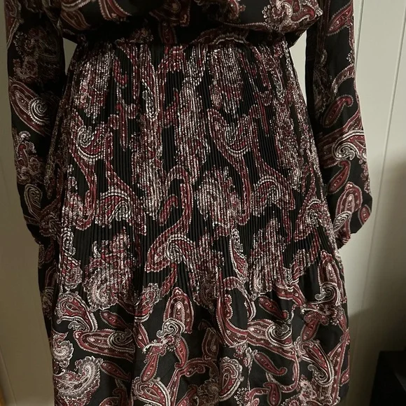 MICHAEL KORS Women's Pop Raglan Dress, Paisley Print Long Sleeve Size XS